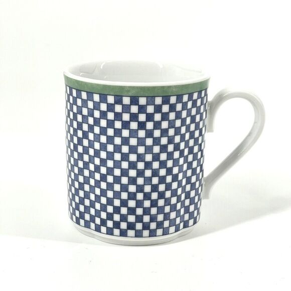 Villeroy & Boch Switch 3 Castell Coffee Mug Cup Checker Ribbed White Green Blue - Picture 1 of 6